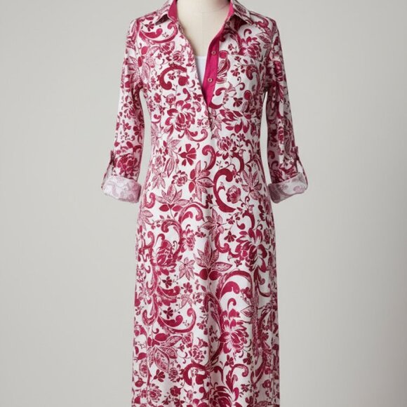 Chico's Dresses & Skirts - Chico's Pink and White Patterned Shirt Dress